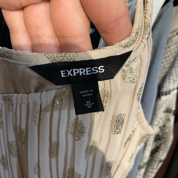 NWOT Express- Metallic Pleated Mini Dress, Size M - Picture 5 of 6